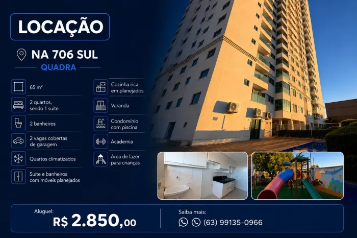 Apartamento 2/4 Sendo 1 Suíte, 70 metros, Varanda, Planejados, Próximo da Palmas Brasil