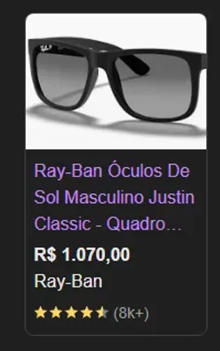 Óculos de sol polarizados Ray-Ban Justin Classic RB4165