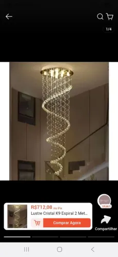 Lindo Lustre em espiral de cristal