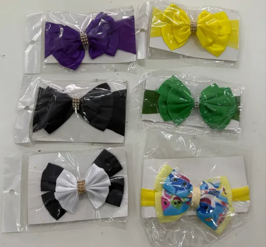 Kit 6 laços bebê menina faixa cabelo - novos