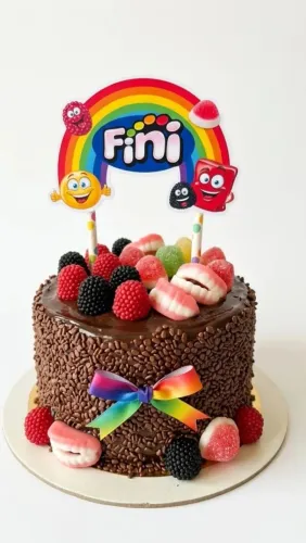 Bolo de chocolate com guloseimas fini