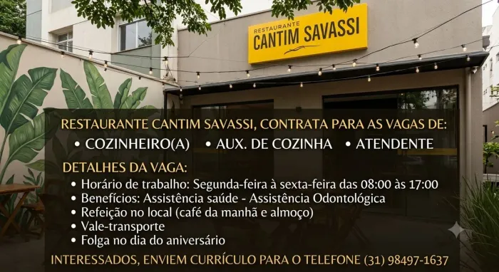 Vaga de emprego para Restaurante Self-service