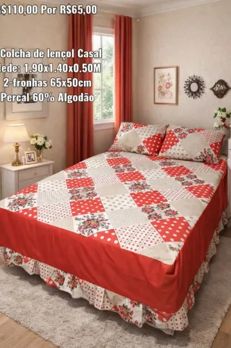 Jogo com 3 peças para cama casal