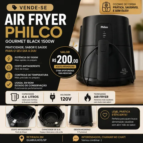 Air Fryer Philco Gourmet Black - Pouco Usada