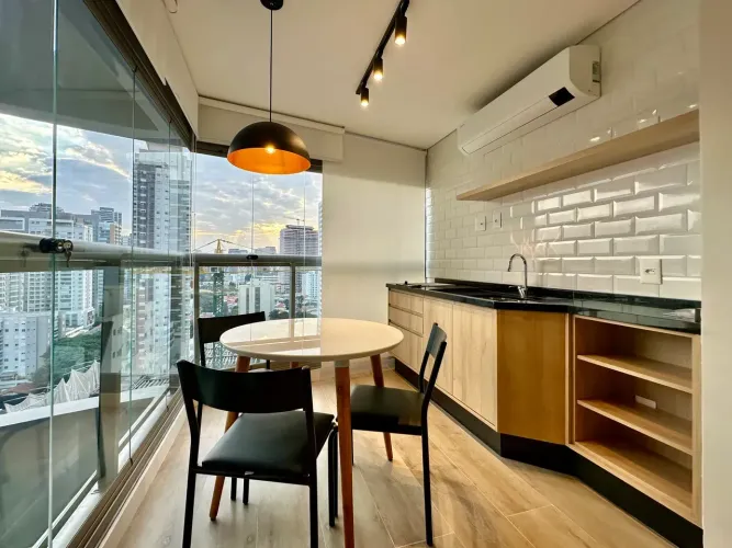 Apartamento mobiliado para alugar Air Brooklin com 1 suíte, próx. metrô, Berrini, Itaim, A