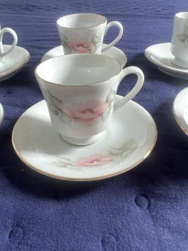 6 jogos de xícaras de porcelana Schmidt Classic