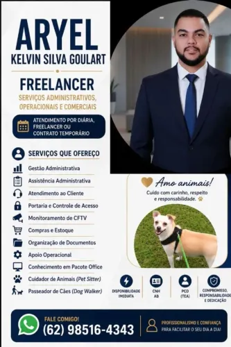 Freelancer | Administrativo | Portaria | CFTV | Pet Sitter | Dog Walker | outros