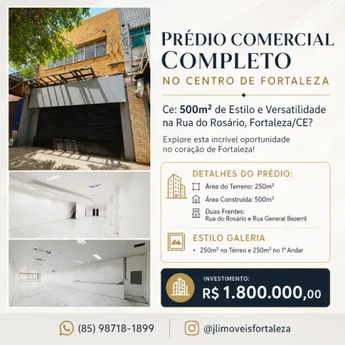 500m² Prédio Inteiro Comercial no Centro | Venda