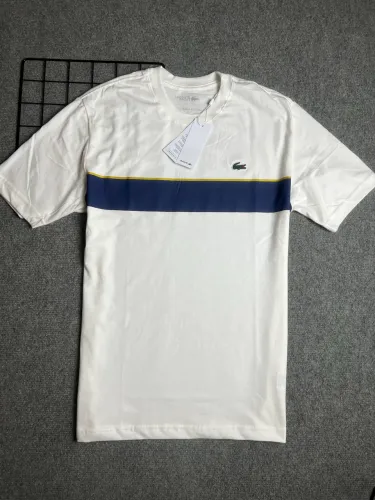 Camiseta Lacoste Sport Branca Faixa Azul