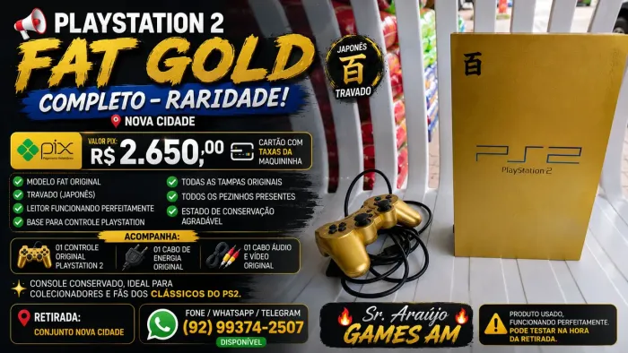 PlayStation 2 FAT GOLD [Nova Cidade]