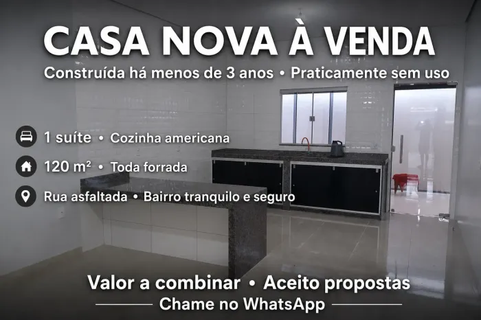 Casa com menus de 3 anos de construção e em estado novo