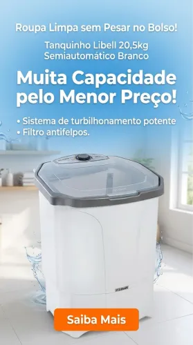 Direta): Tanquinho Libell 20,5kg Semiautomático Branco - Novo
