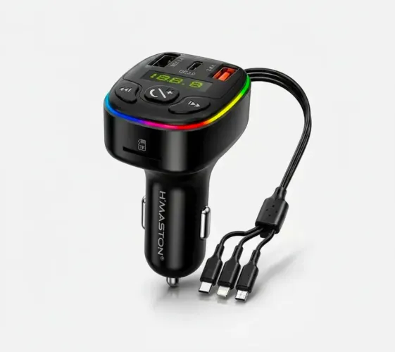 Transmissor Bluetooth para Carro com Carregador Veicular e Cabo 3 em 1