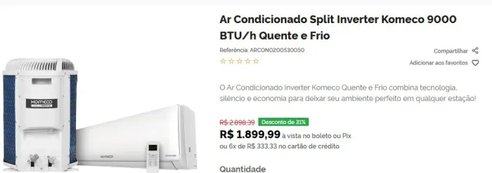 Ar condicionado Split Inverter Homeco 9000 