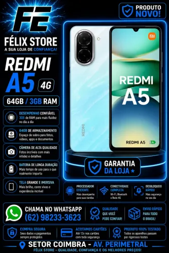 Redmi A5 4G 64GB 3GB RAM | Garantia da Loja | FÉLIX STORE Goiânia