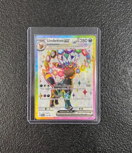 Carta Umbreon EX promo foil 176 em Inglês + 10 cartas brilhantes aleatórias diferentes