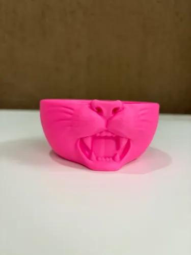 Tigela de Gato Boca Aberta Rosa Caretas Comedouro Gatinhos Pets Pote para Ração