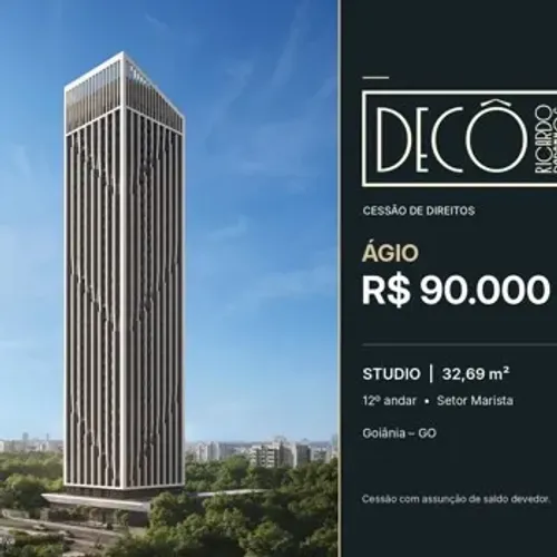 DECÔ Ricardo Paranhos | Studio 33m² | 12º Andar | Ágio R$ 90 mil