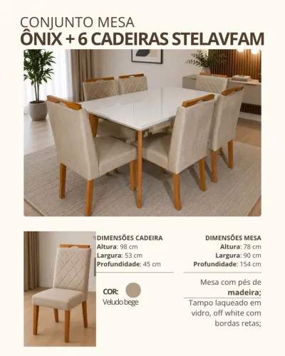 MESA DE JANTAR COM 6 CADEIRAS 100% MADEIRA