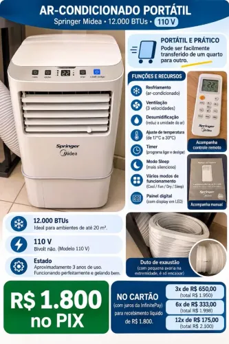 Ar-Condicionado Portátil Springer Midea 12.000 BTUs 110v