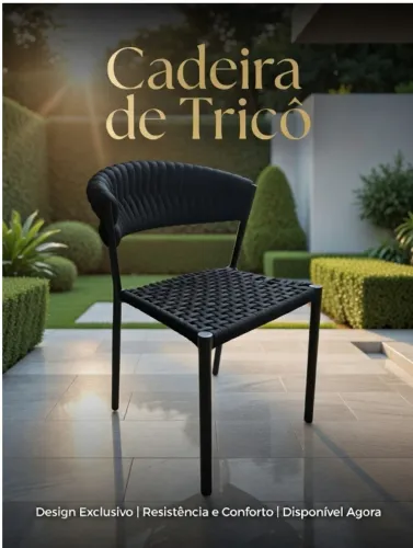 Cadeira Atenas Tricô Náutico E Alumínio Varanda Cozinha