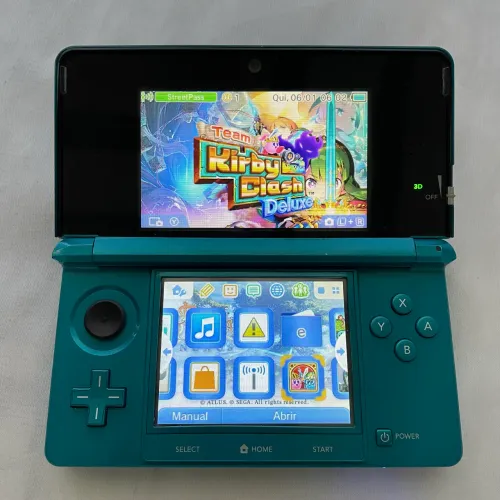 Nintendo 3DS Aqua Blue Completo + Dock + Carregador + Caneta