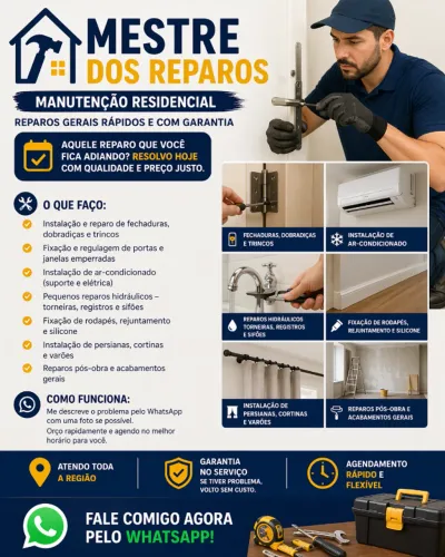 Manutenção Residencial ? Reparos Gerais Rápidos e com Garantia