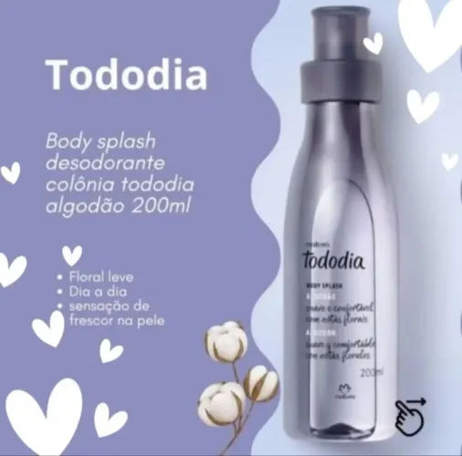 Natural Tododia Body Splash Algodão 200ml
