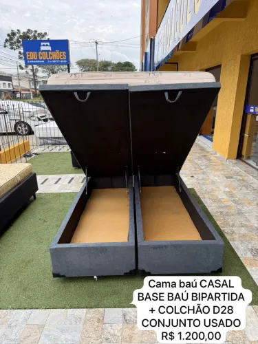 Cama Baú CASAL BIPARTIDA com COLCHÃO D28 USADO - ENTREGO 