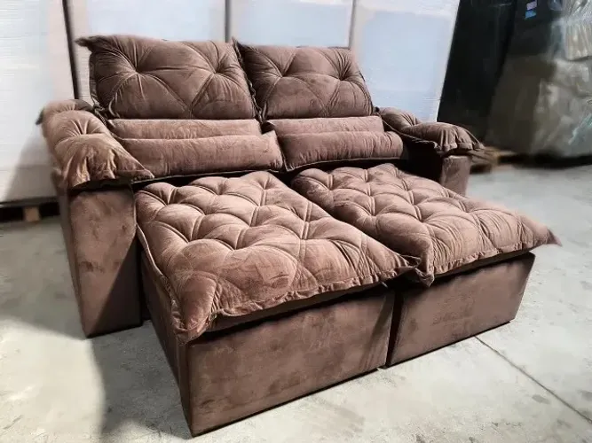 ? SOFÁ RETRÁTIL E RECLINÁVEL SANTORINI 1,80M COM MOLAS BONEL E PILLOW TOP - FRETE GRÁTIS