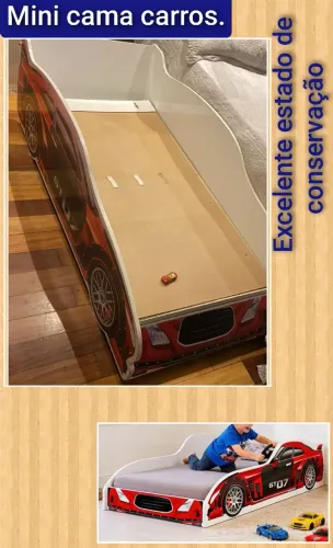 Mini cama para meninos. Modelo carros. Com articulação.