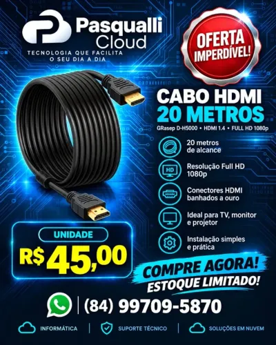 cabo hdmi 20 metros