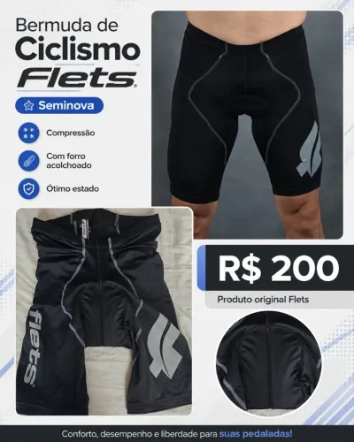 Bermuda de Ciclismo Masculina Flets Seminova com Forro - R$ 200