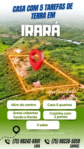 Casa com 5 tarefas de terra 