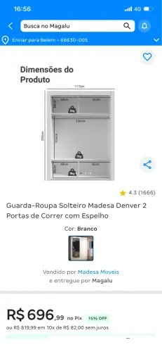 Guarda roupa 2 portas