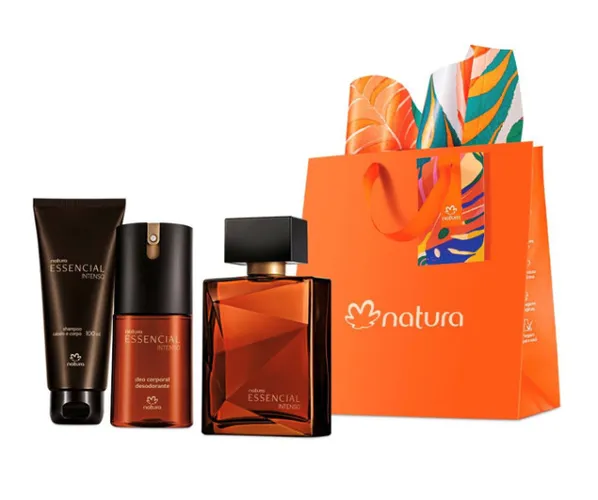 Kit Essencial Intenso Perfume + Deo Corporal + Shampoo Cabelo Corpo De Natura Produto Novo