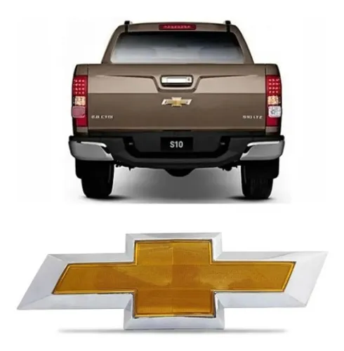 Emblema Gravata Dourado Tampa Traseira S10 2012 2013 a 2018