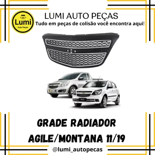 Grade Radiador Agile/Montana 2011/2019 C/Friso Cromado - NOVO