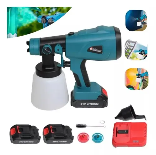 Pistola De Pintura Pulverizador 2 Bateria 21v + 2 Bicos Multifunções Nova Lacrada