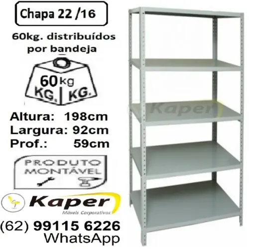 Estante / prateleira de Aço prof. 59cm Industrial  ( nova ) 