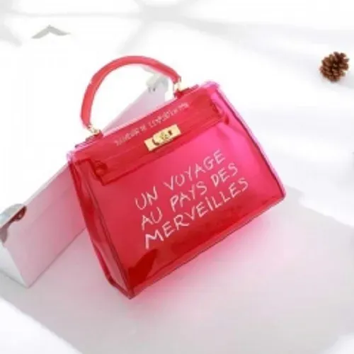 Bolsa transparente '' un voyage au pays des merveilles '' vermelha transversal