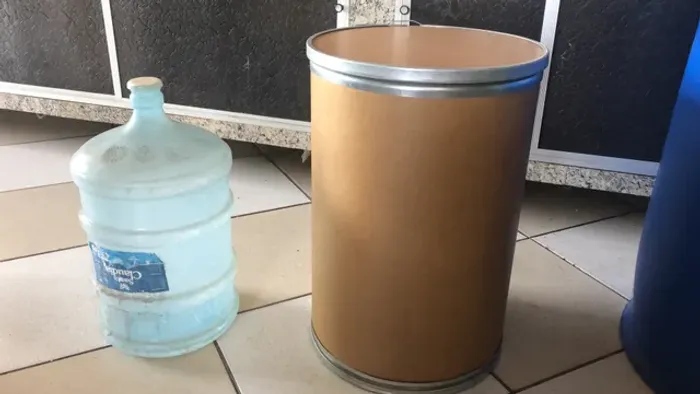 tambor de papelão capacidade 25 kg, 58 cm altura e diâmetro 38