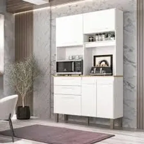 Armário Cozinha Dubai 5Pts 2Gvs Branco Salleto - Entrega Rápida!
