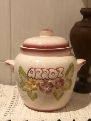 Pote de cerâmica vintage para arroz