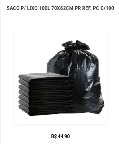 SACO P/ LIXO 100L 70X82CM PR REFORÇADO PC C/100