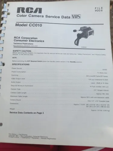 Manual para camera RCA,modelo CC010