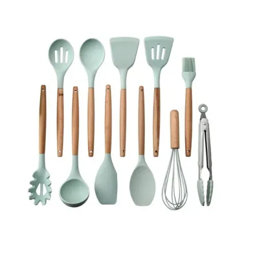 Kit 12 Peças Utensílios de Silicone Cozinha Comida Feijoada Macarronada Arroz