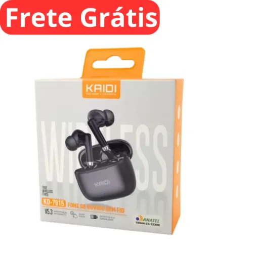 Fone KAIDI KD-7016 Bluetooth 5.3 c/ Visor de Bateria Sem Fio TWS