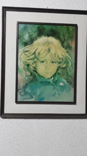 Quadro gravura anos 80 criança chorando