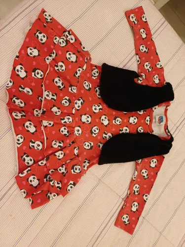 Vestido manga longa com colete peluciado Tam 2